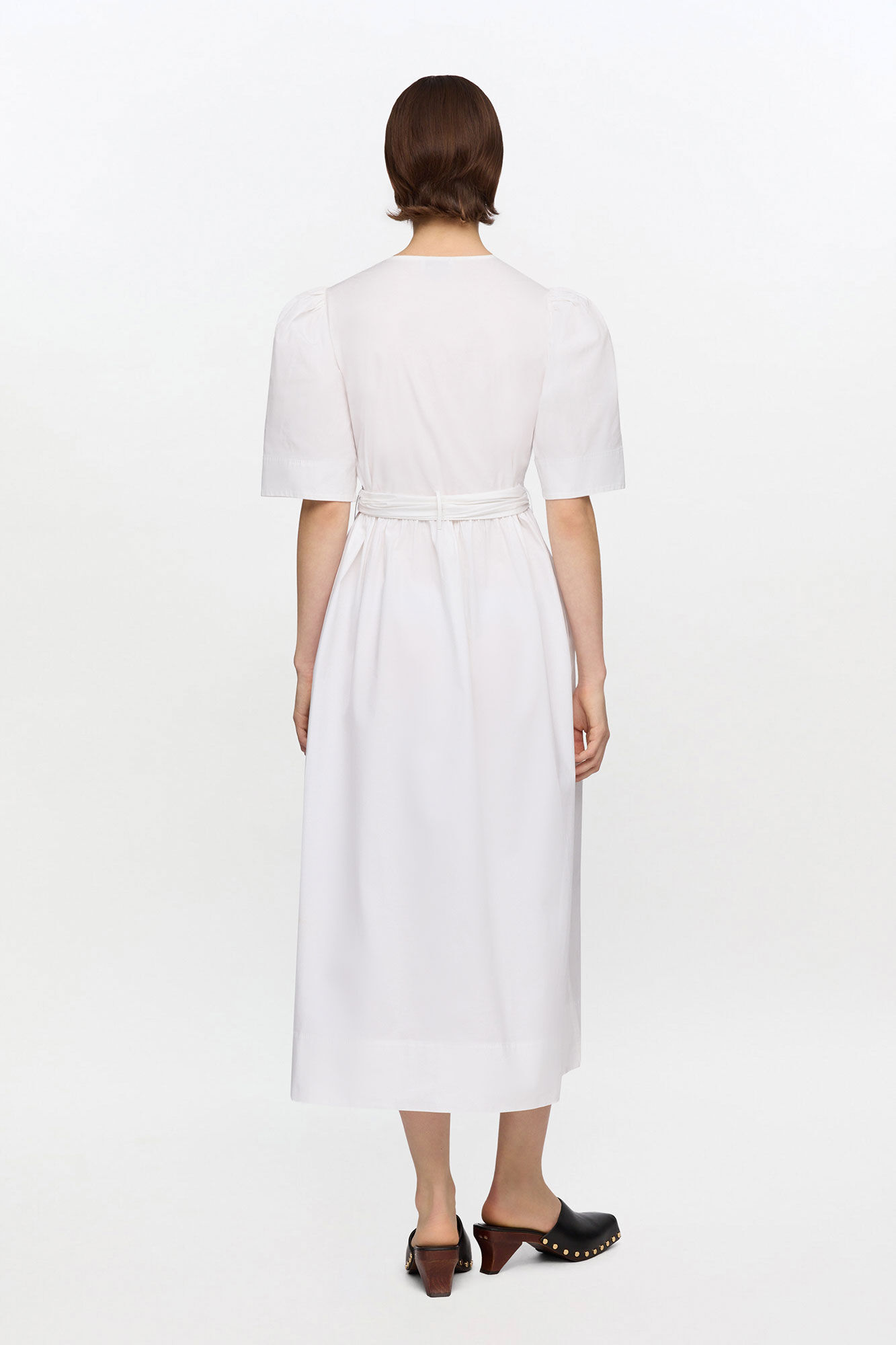 White Stretch Cotton Dress, Organic Cotton, in colour Bright White - 3 - GANNI