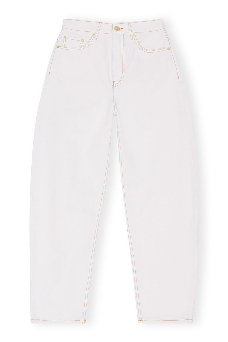 White Stary Jeans, Cotton, in colour Bright White - 1 - GANNI