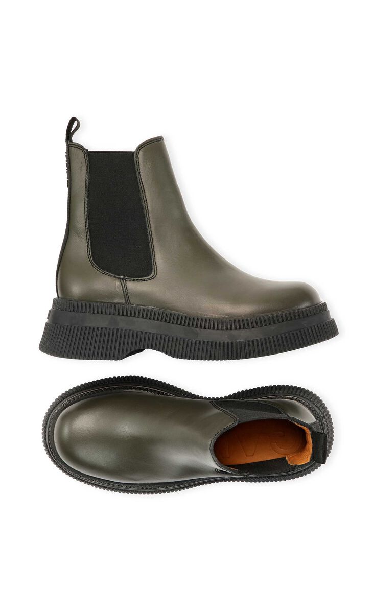 Klobige Chelsea-Stiefel, Leather, in colour Kalamata - 2 - GANNI