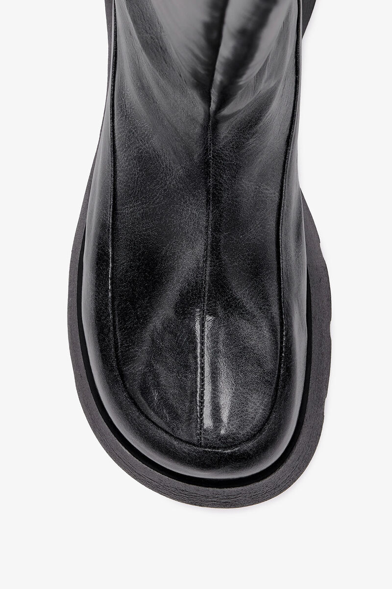 Kat High Boots in Dark Grey, Lyocell, in colour Ebony - 4 - GANNI
