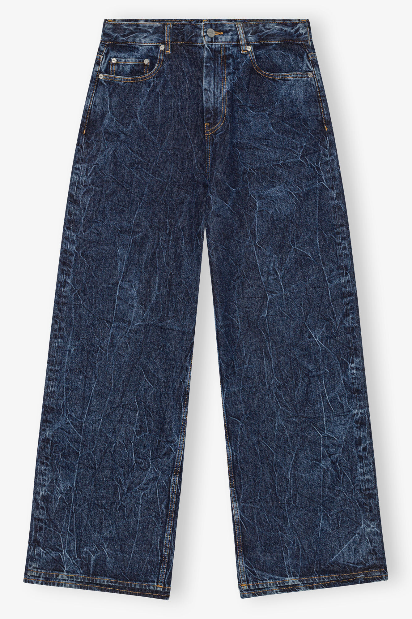 Mørkeblå Marri-jeans, Organic Cotton, in colour Mid Blue Stone - 1 - GANNI
