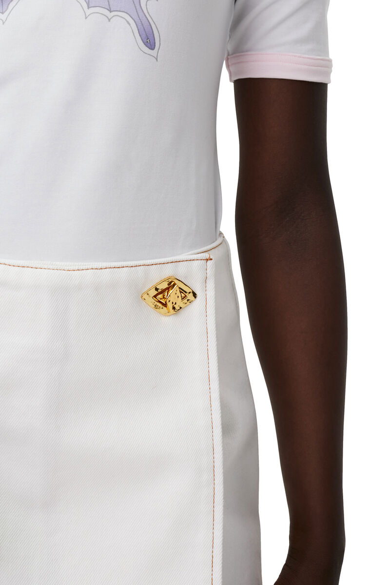 Fitted Butterfly T-shirt, Elastane, in colour Bright White - 5 - GANNI
