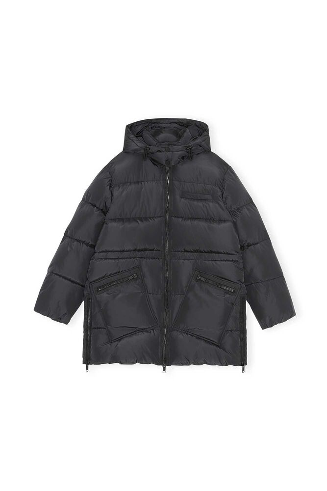 Recycled Polyester Oversized Puffer Midi Jacket, Phantom