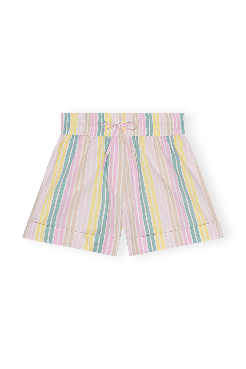Stripe Cotton Elasticated Shorts, Cotton, in colour Multicolour - 1 - GANNI