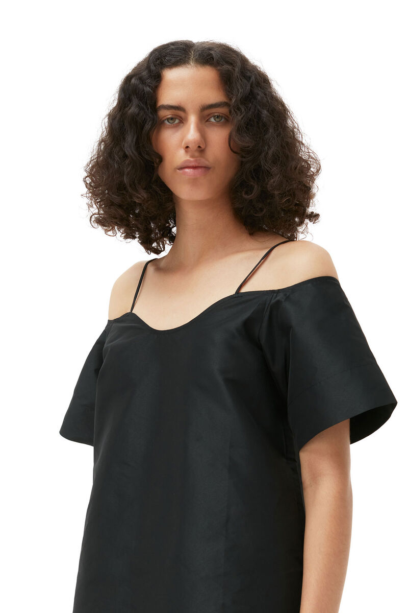Taffeta Mini Dress, Recycled Polyester, in colour Black - 7 - GANNI