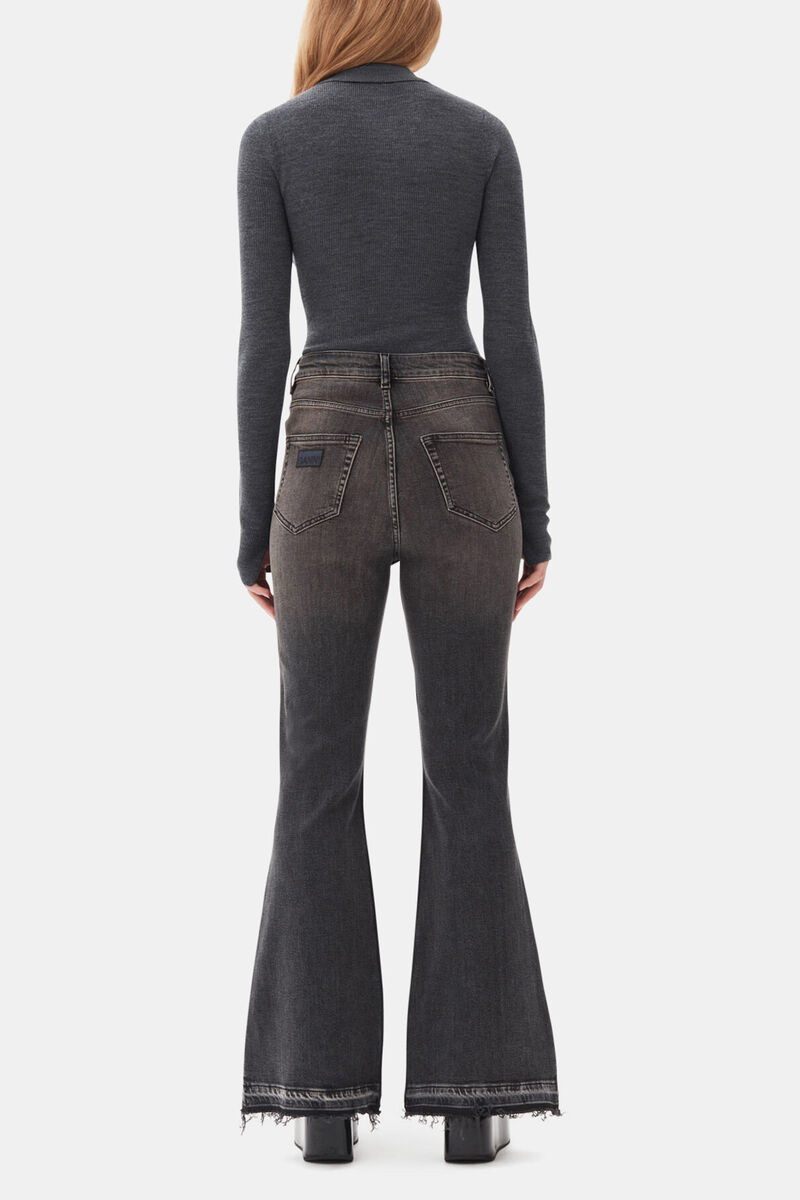 Grey Knitted Polo Shirt, Merino Wool, in colour Frost Gray - 4 - GANNI