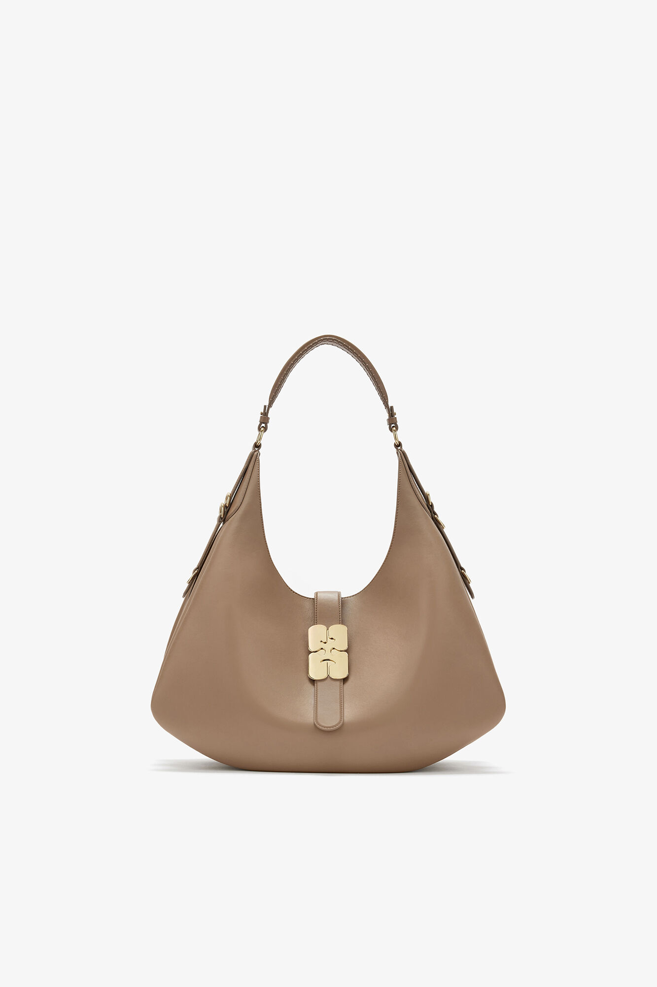 Stor Kat taske i brun, Recycled Leather, in colour Coca Mocha - 1 - GANNI