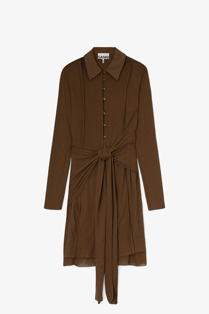 Kurzes Kleid aus meliertem Netzstoff, Demitasse