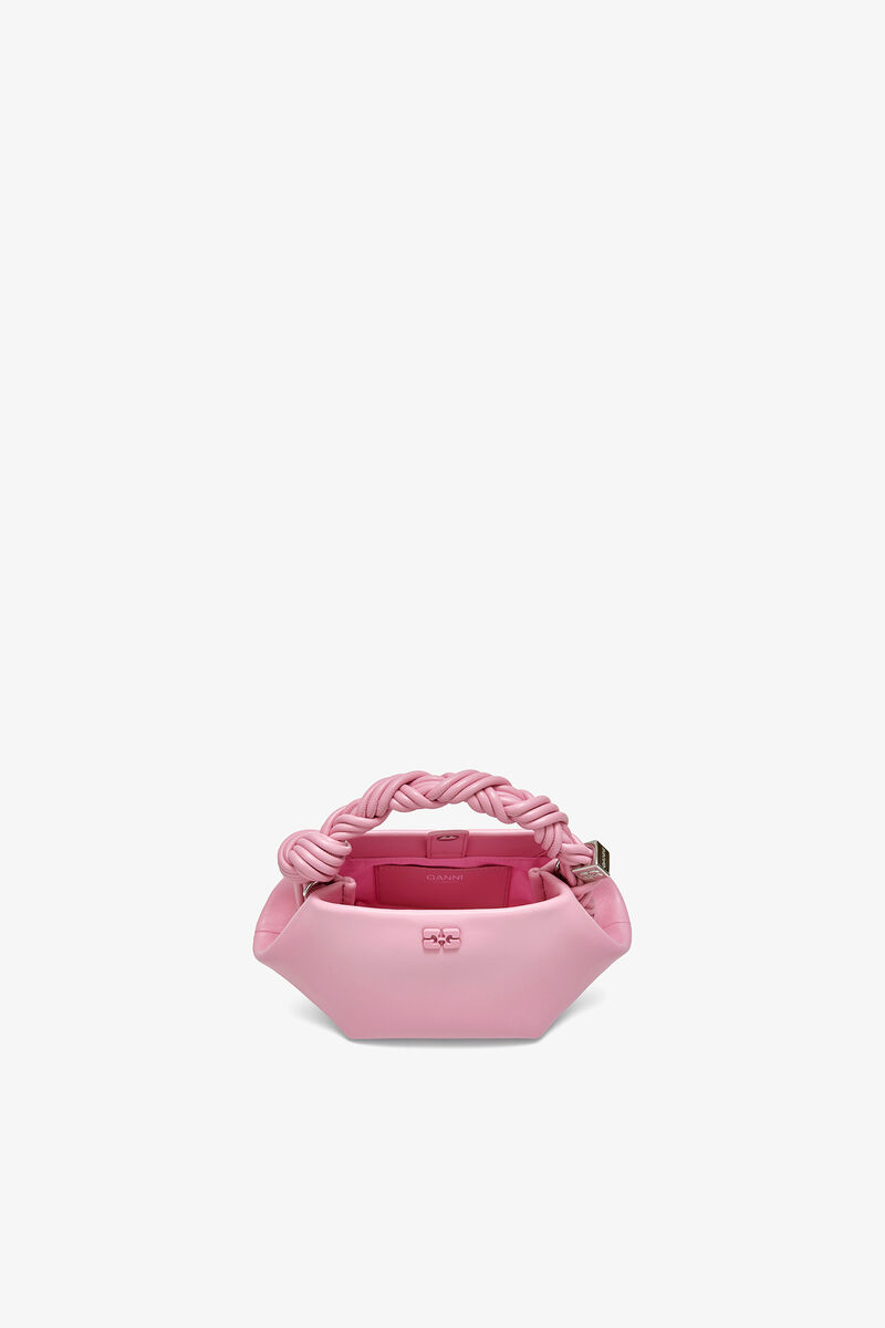 ピンク Mini Bou Bag, Recycled Leather, in colour Pink Nectar - 3 - GANNI