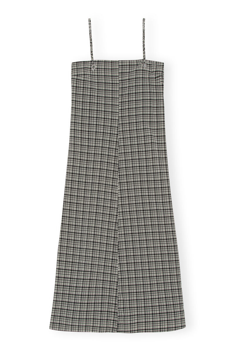 Seersucker Midi Dress , Elastane, in colour Mini Check Black - 1 - GANNI