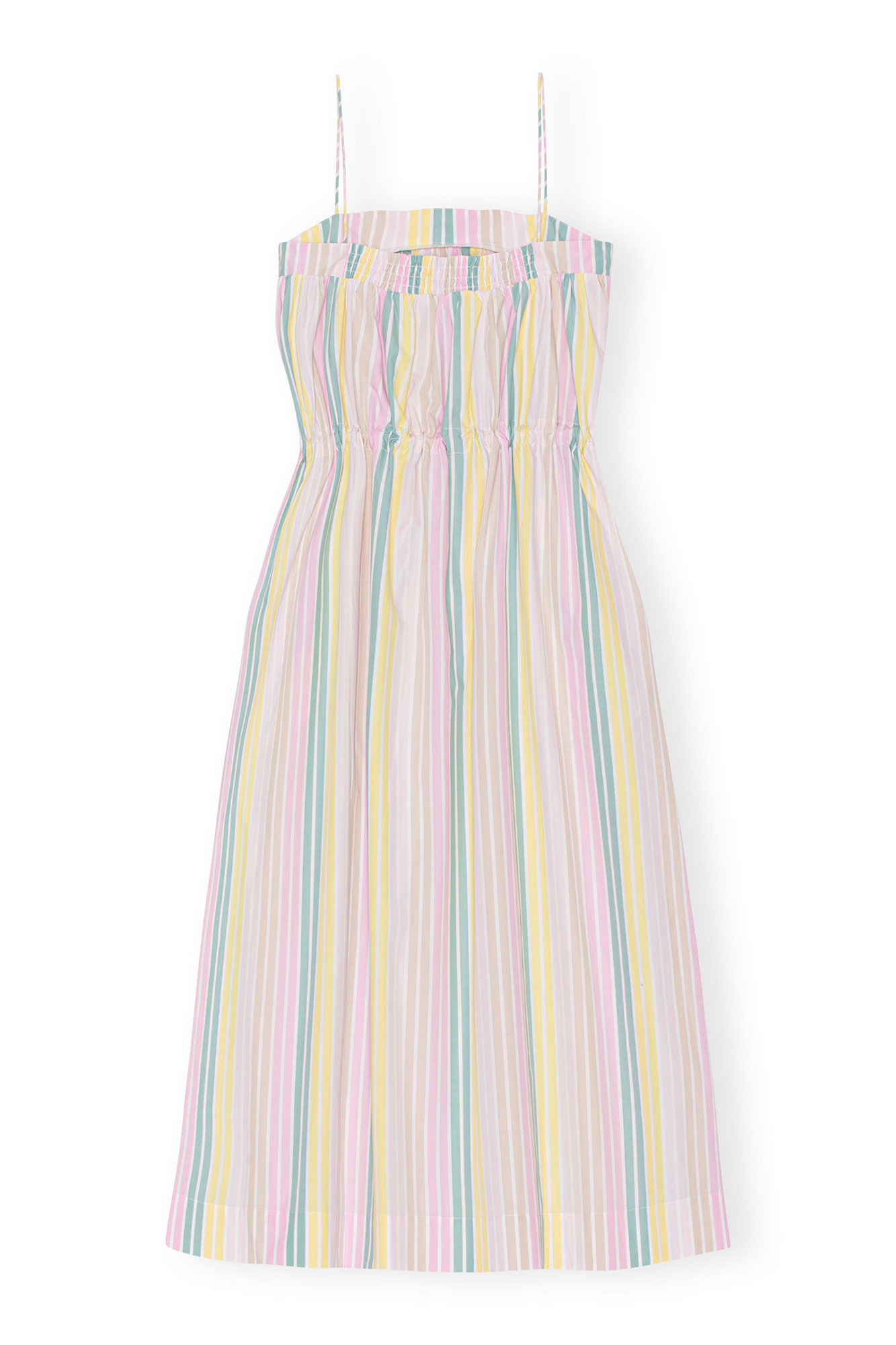 Gestreiftes Maxi-Trägerkleid aus Cotton, Cotton, in colour Multicolour - 2 - GANNI