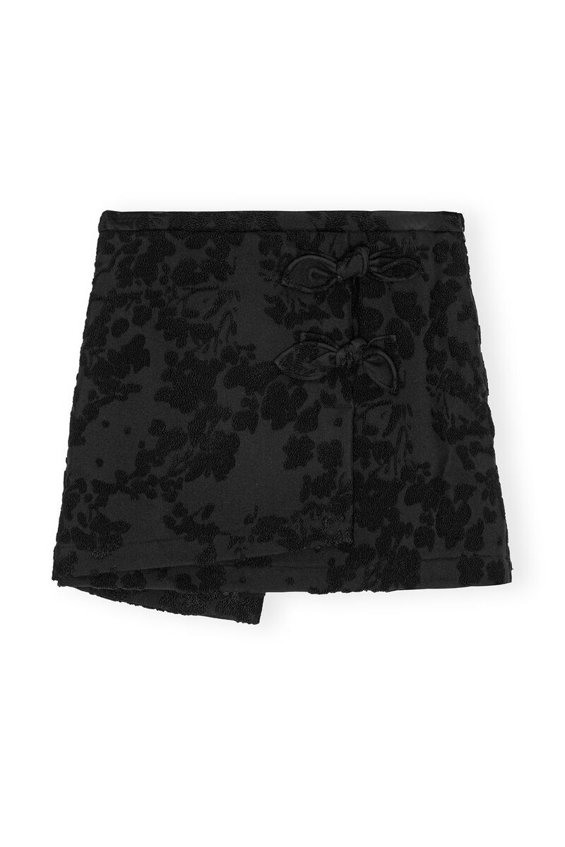 Black Boucle Jacquard Suiting Mini Skirt, Acryl, in colour Black - 1 - GANNI