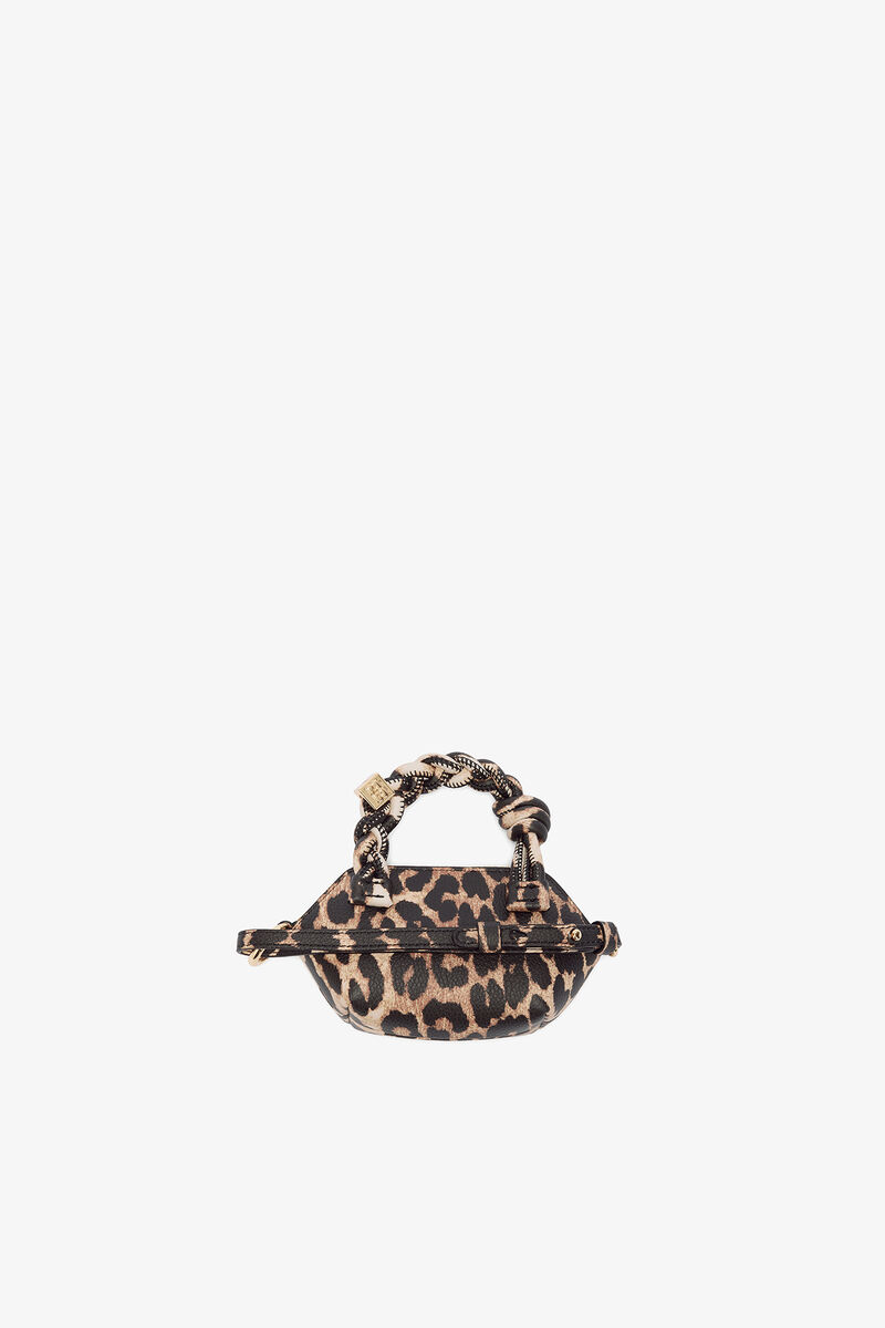 Leopard Grained Nano Bou Bag Nano, Recycled Polyester, in colour Almond Milk - 2 - GANNI