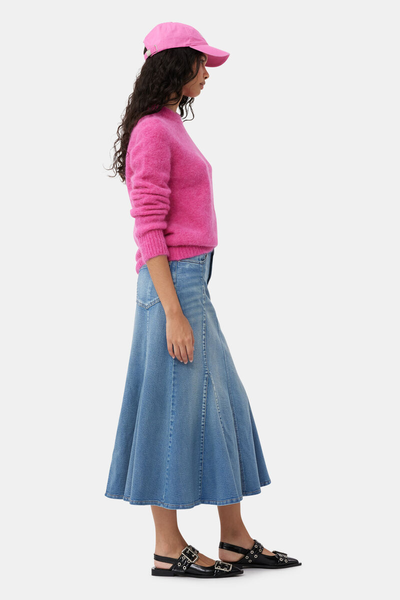 Tint Denim Peplum Skirt, Elastane, in colour Tint Wash - 3 - GANNI
