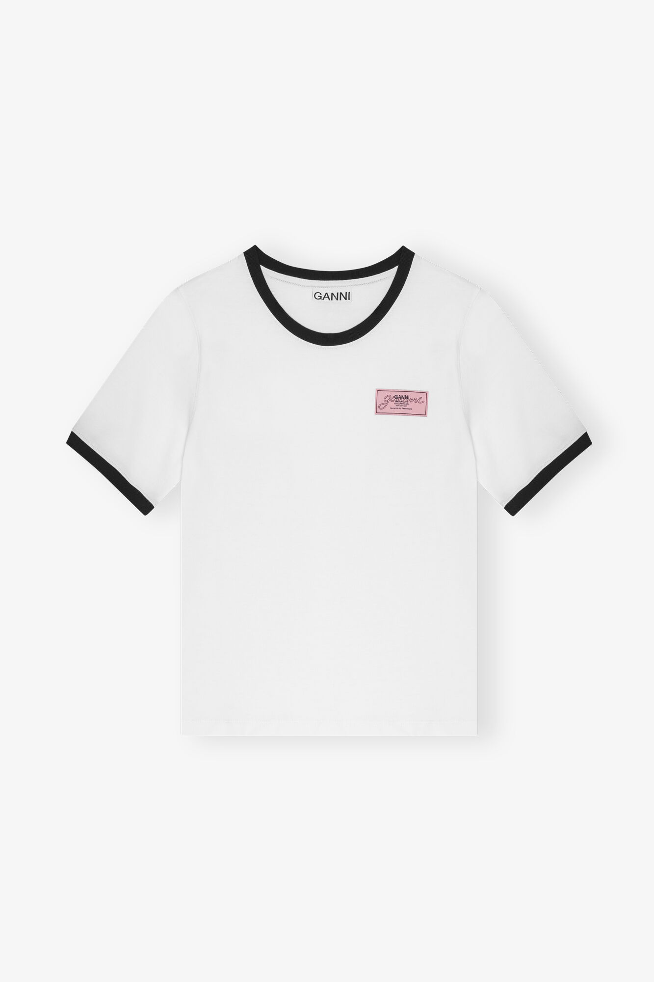 White Cotton T-Shirt, Cotton, in colour Bright White - 1 - GANNI