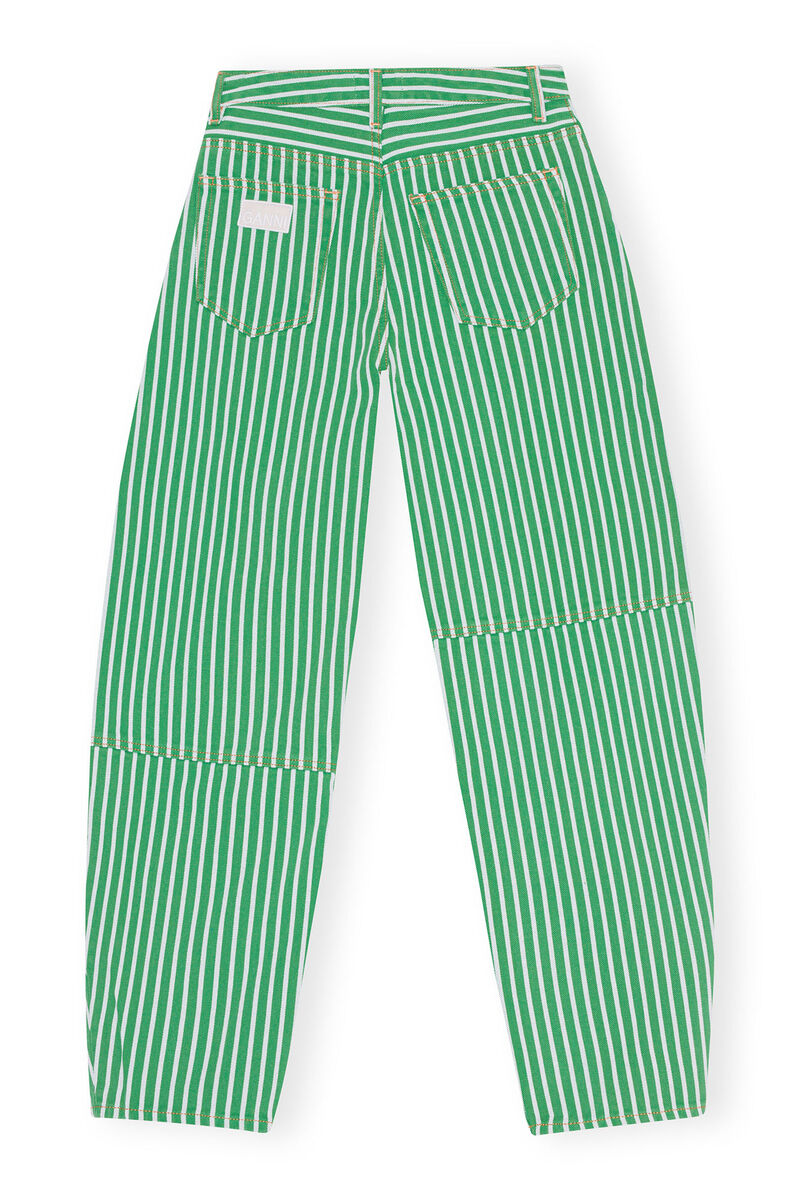 Stripe Denim Stary jeans, Cotton, in colour Kelly Green - 2 - GANNI