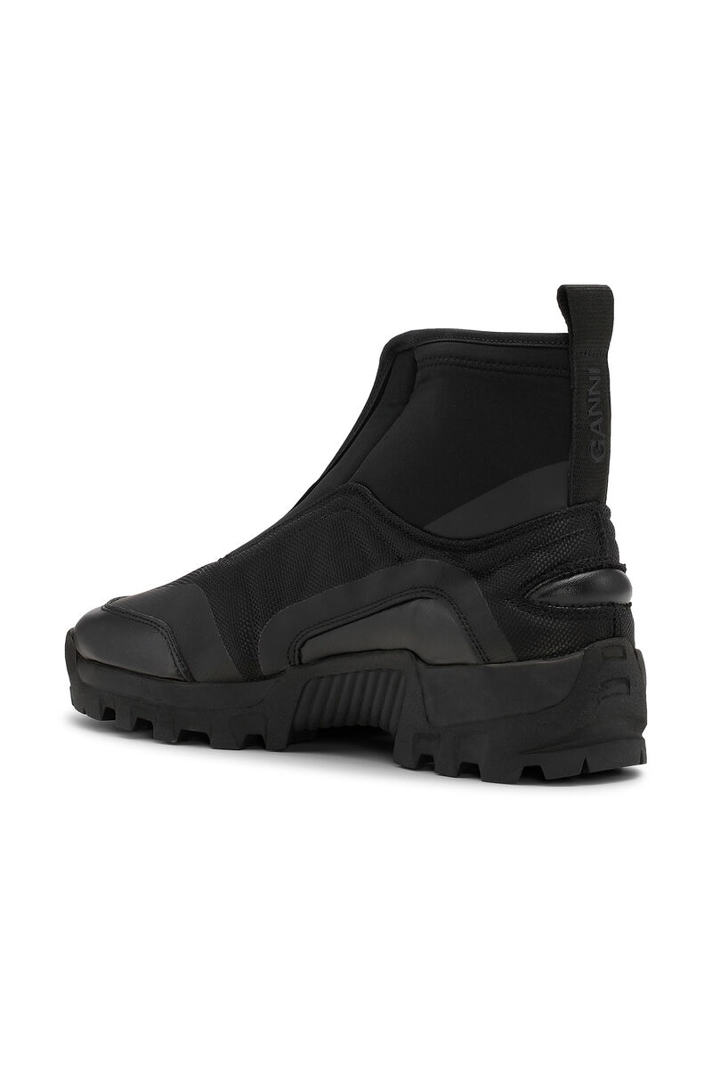 Black Performance High Top Zip Sneakers, in colour Black - 2 - GANNI
