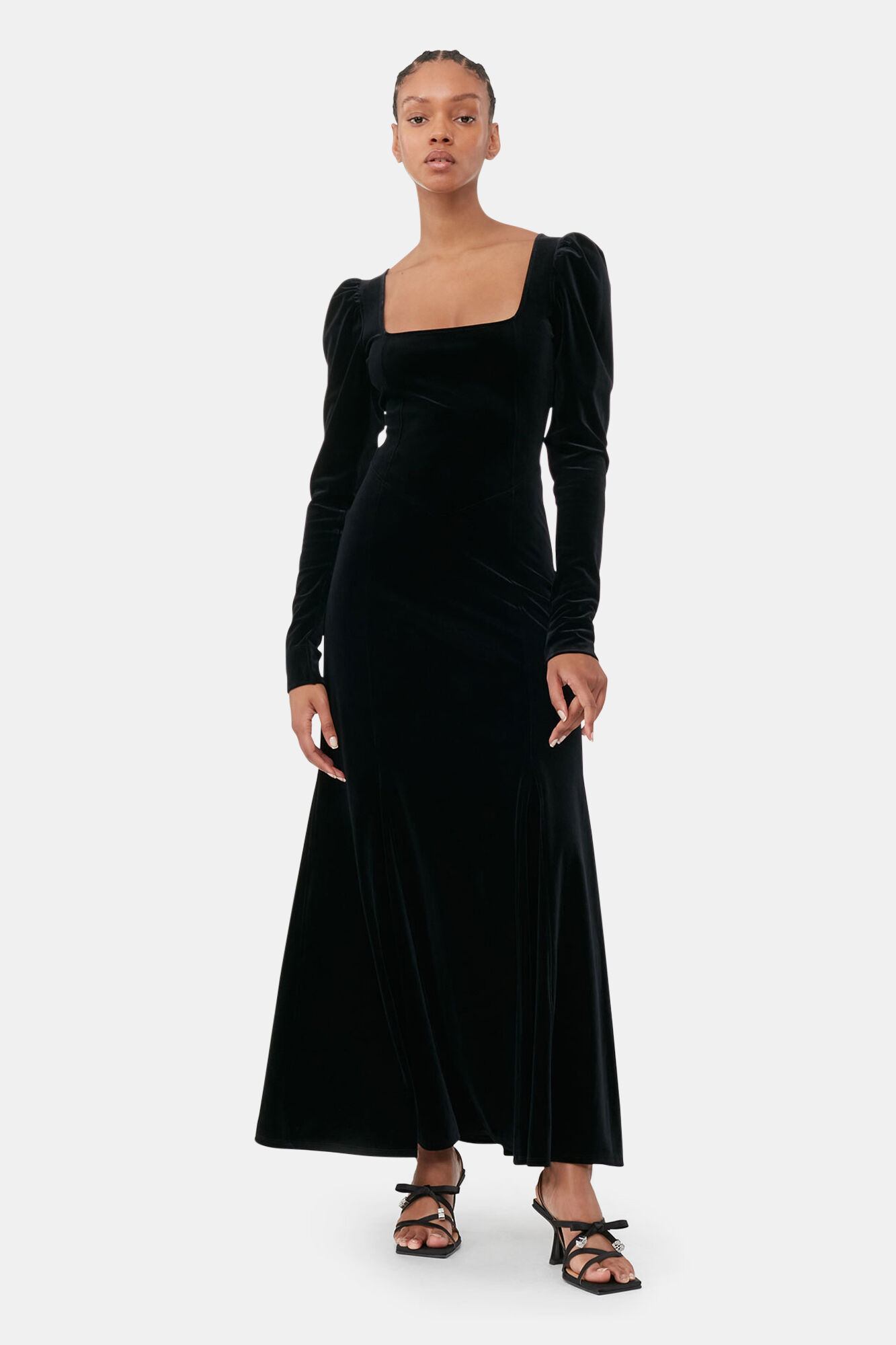 Black Black Velvet Jersey Maxi Dress | GANNI NL