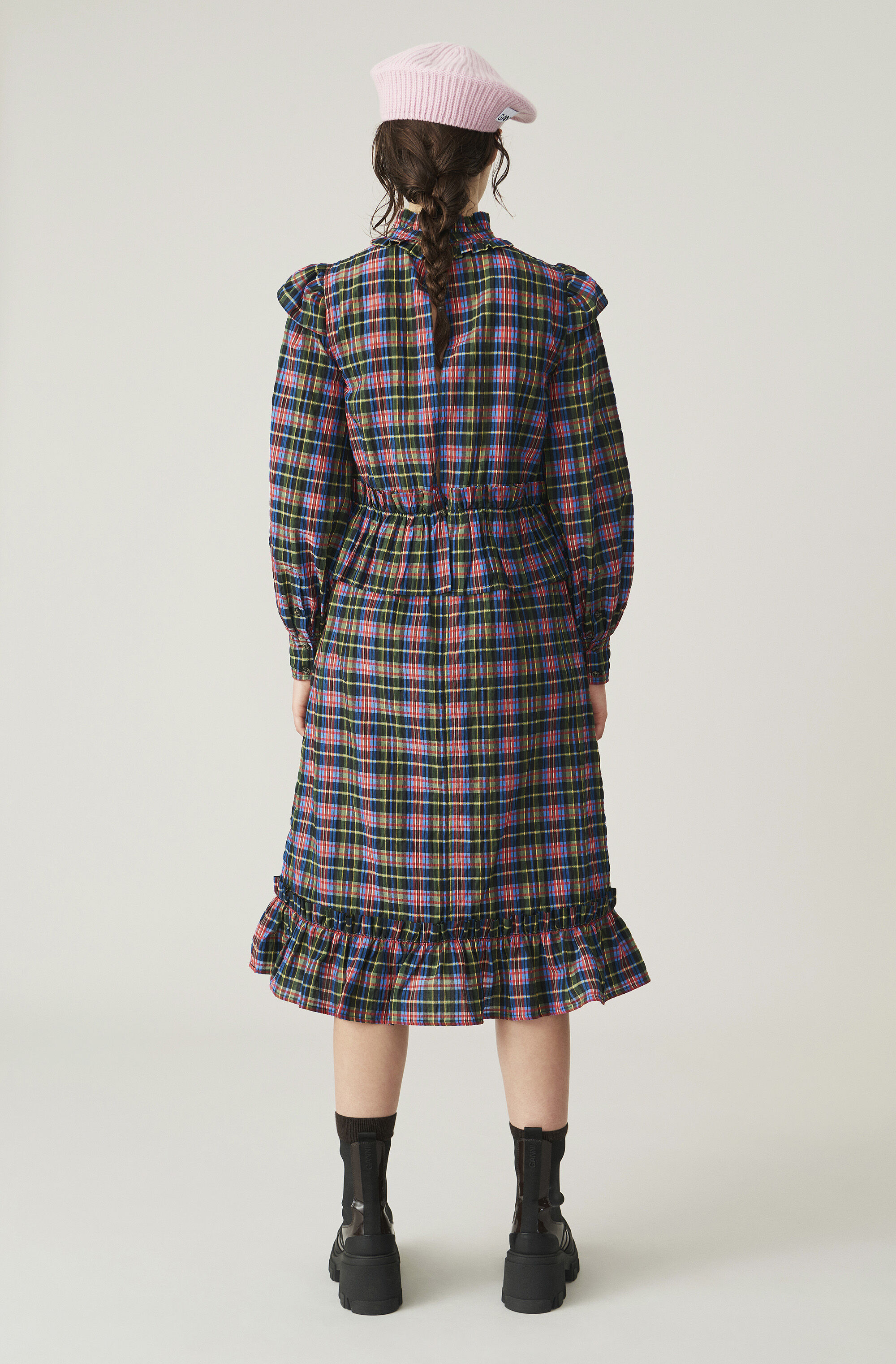 ganni seersucker dress