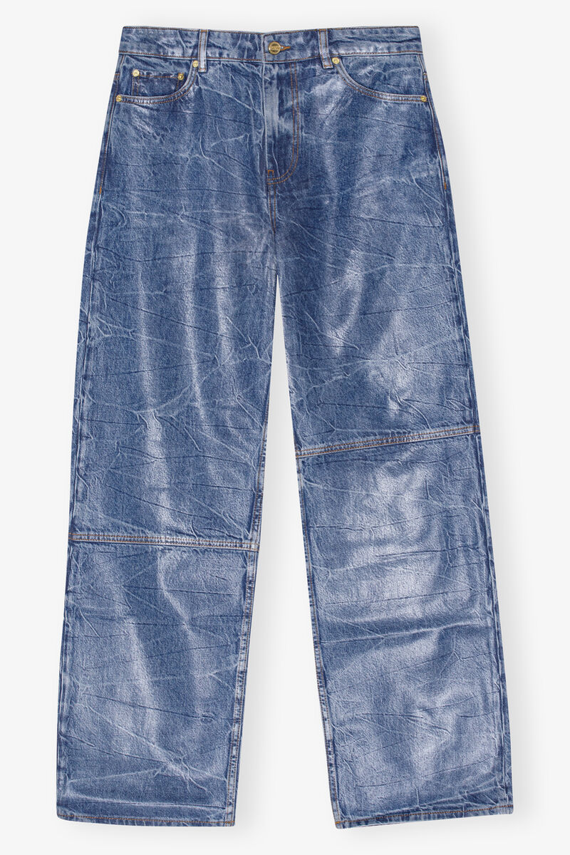 Blaue Izey-Folienjeans, Cotton, in colour Mid Blue Stone - 1 - GANNI
