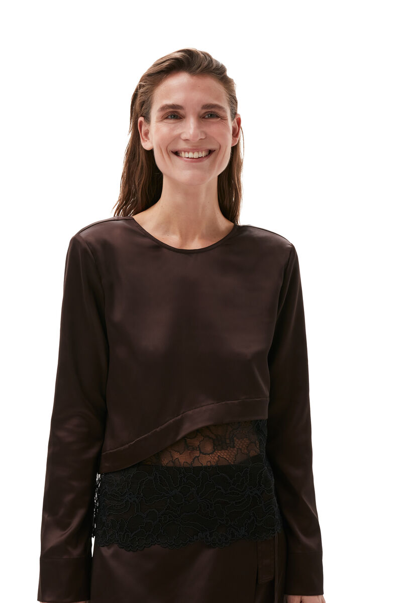 Lace Blouse, in colour Mole - 3 - GANNI