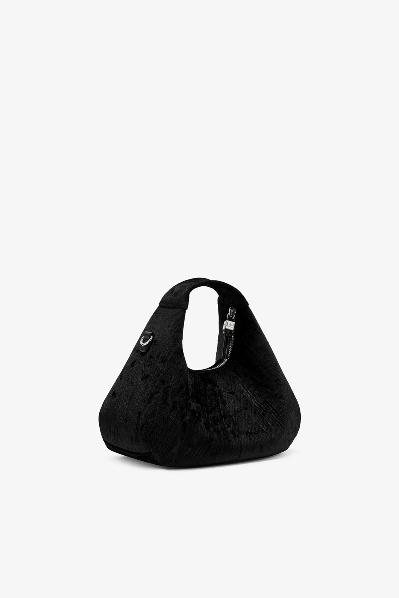 Velvet Moire Mini Hobo Bag, Recycled Polyester, in colour Black - 2 - GANNI