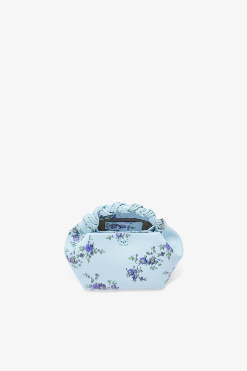 Small Bou Bag in Printed Blue, Recycled Leather, in colour Iced Aqua - 3 - GANNI