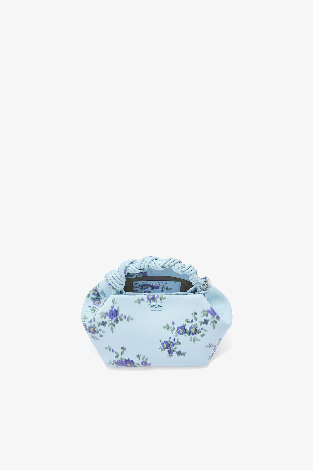 Small Bou Bag in Printed Blue, Recycled Leather, in colour Iced Aqua - 3 - GANNI