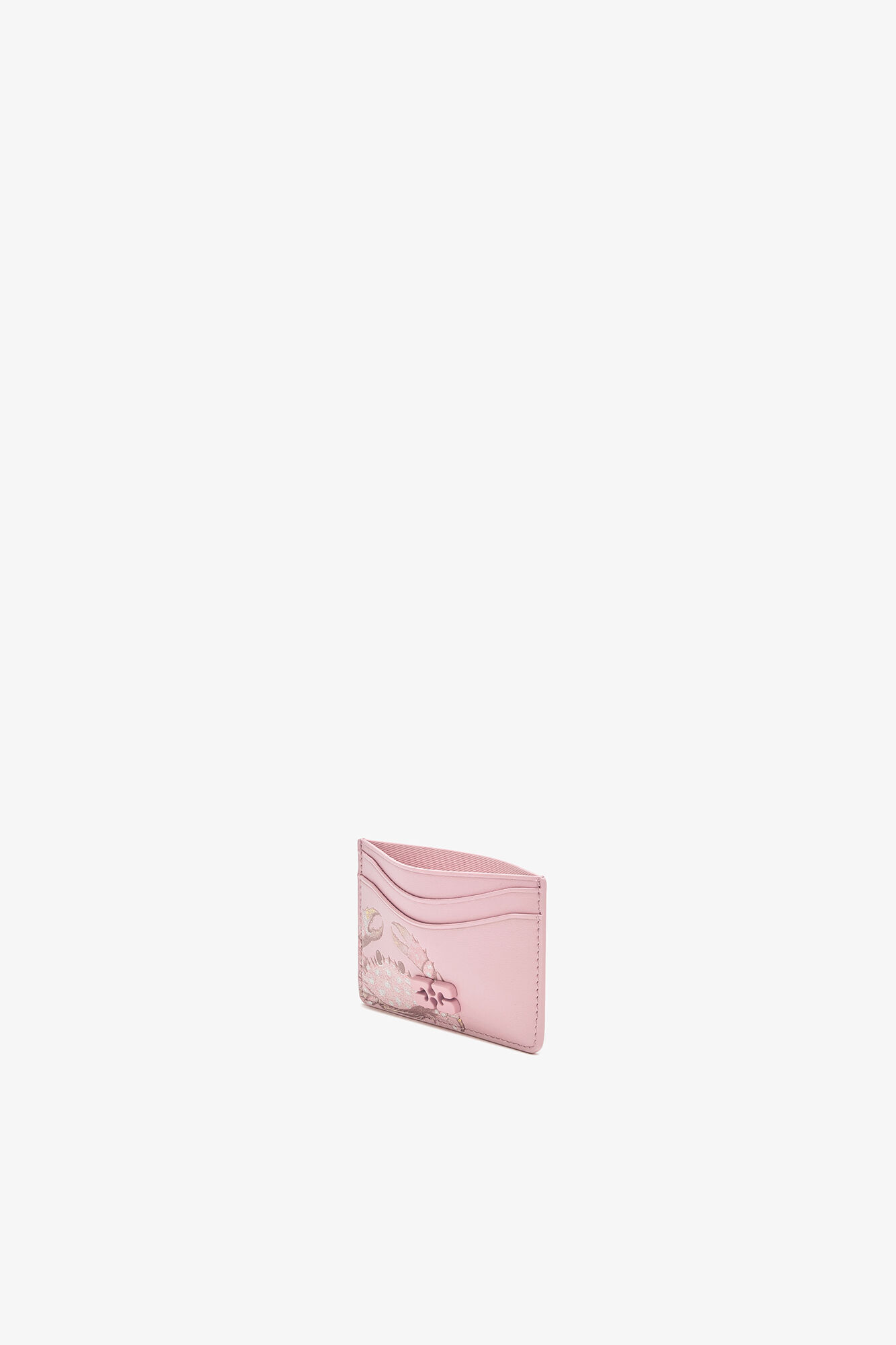 Bou Card Holder in Pink, Recycled Leather, in colour Pink Nectar - 3 - GANNI