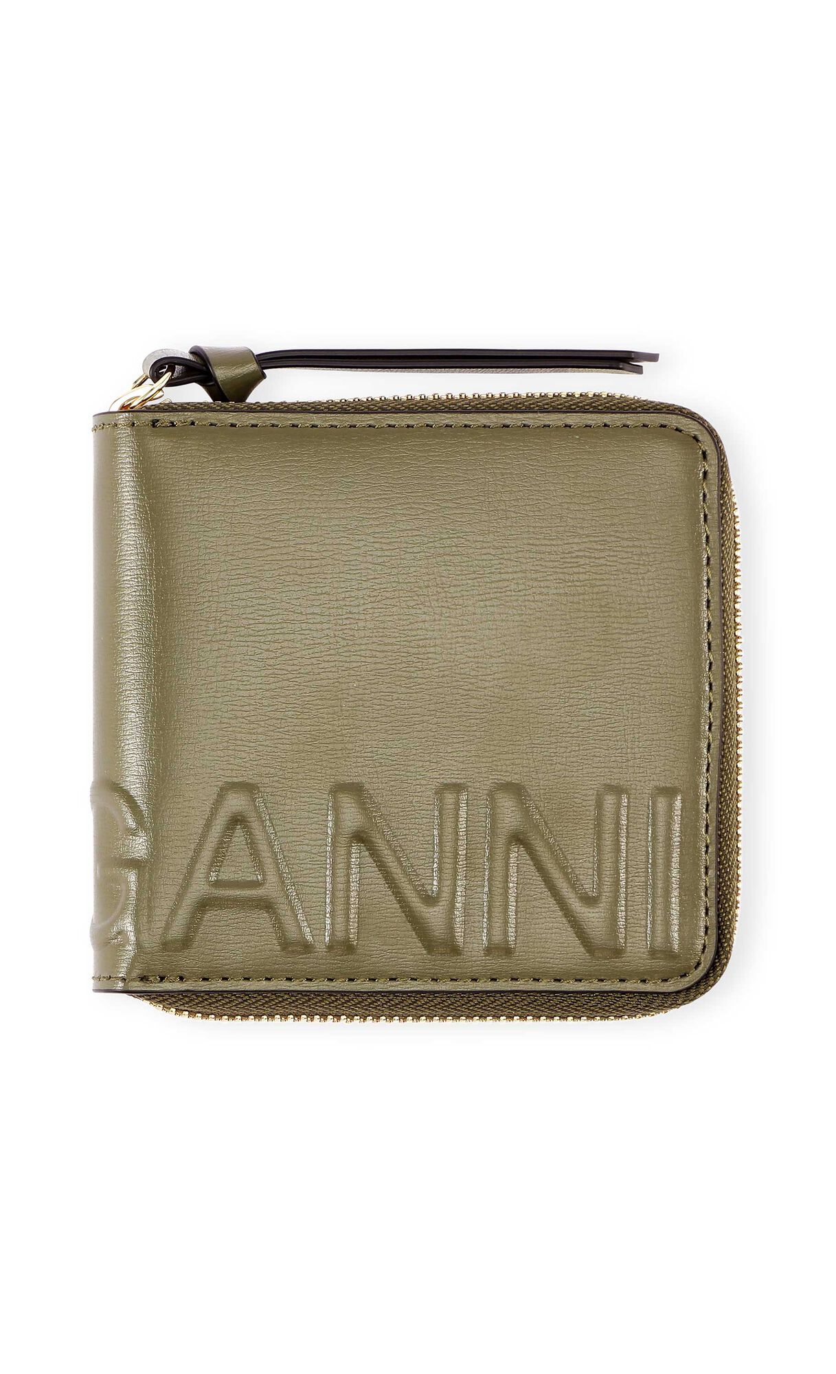 Portemonnaie aus recyceltem Leder, Leather, in colour Kalamata - 1 - GANNI