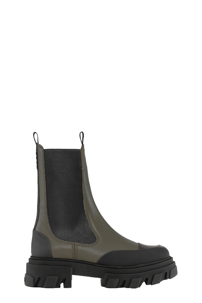 Mid Chelsea Boots, Calf Leather, in colour Kalamata - 1 - GANNI
