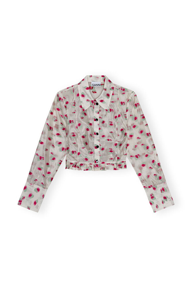 Floral Organza Jacquard Hemd, Tofu