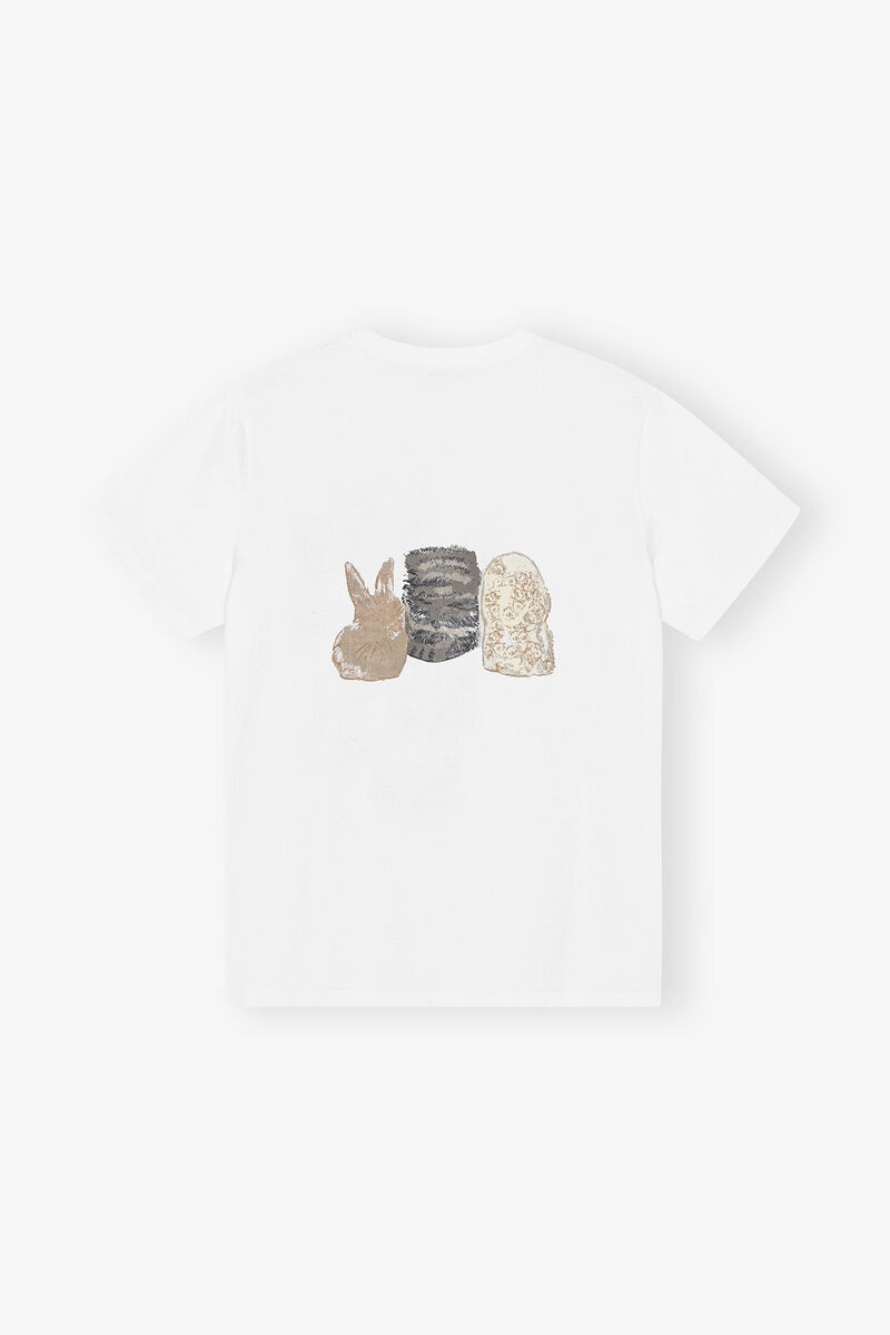 Wei&szlig;es T-Shirt mit Animal-Print, Organic Cotton, in colour Bright White - 2 - GANNI