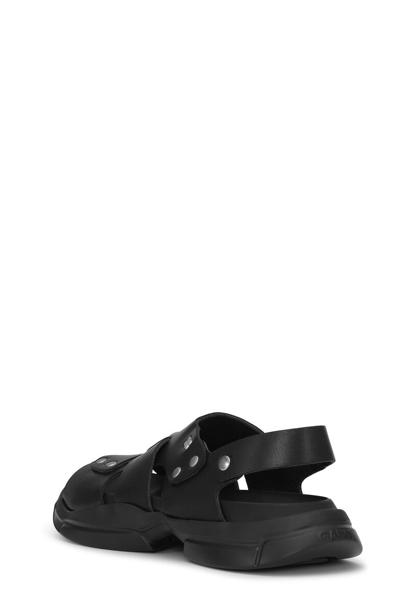 Black Light Weight EVA Asymmetrical Sandals, Polyester, in colour Black - 3 - GANNI