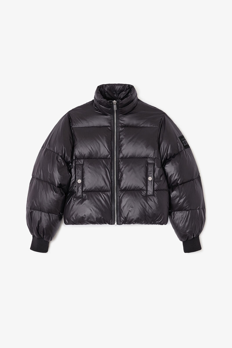 Black Short Puffer Jacket, in colour Black - 1 - GANNI