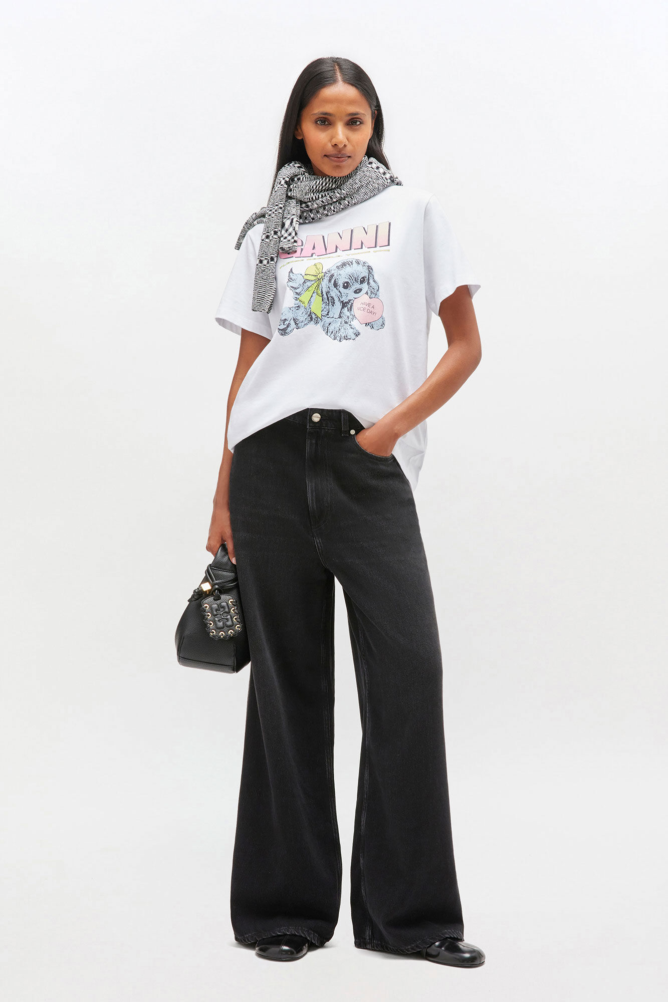 White Puppy T-shirt, Cotton, in colour Bright White - 2 - GANNI