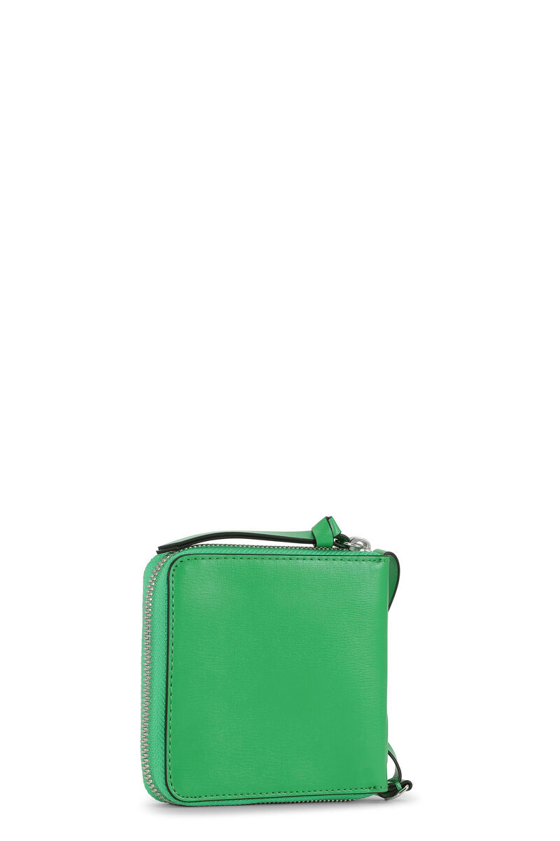 Banner Necklace Wallet, Leather, in colour Kelly Green - 2 - GANNI