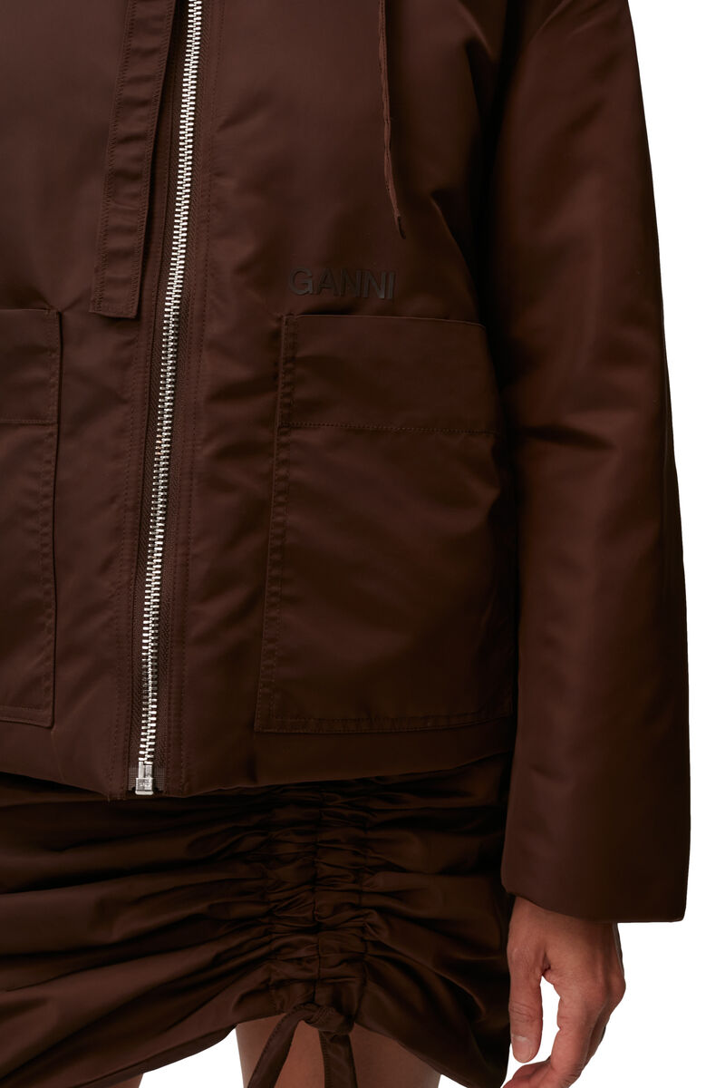 Nylon Collar Jacket , Nylon, in colour Chicory Coffee - 4 - GANNI