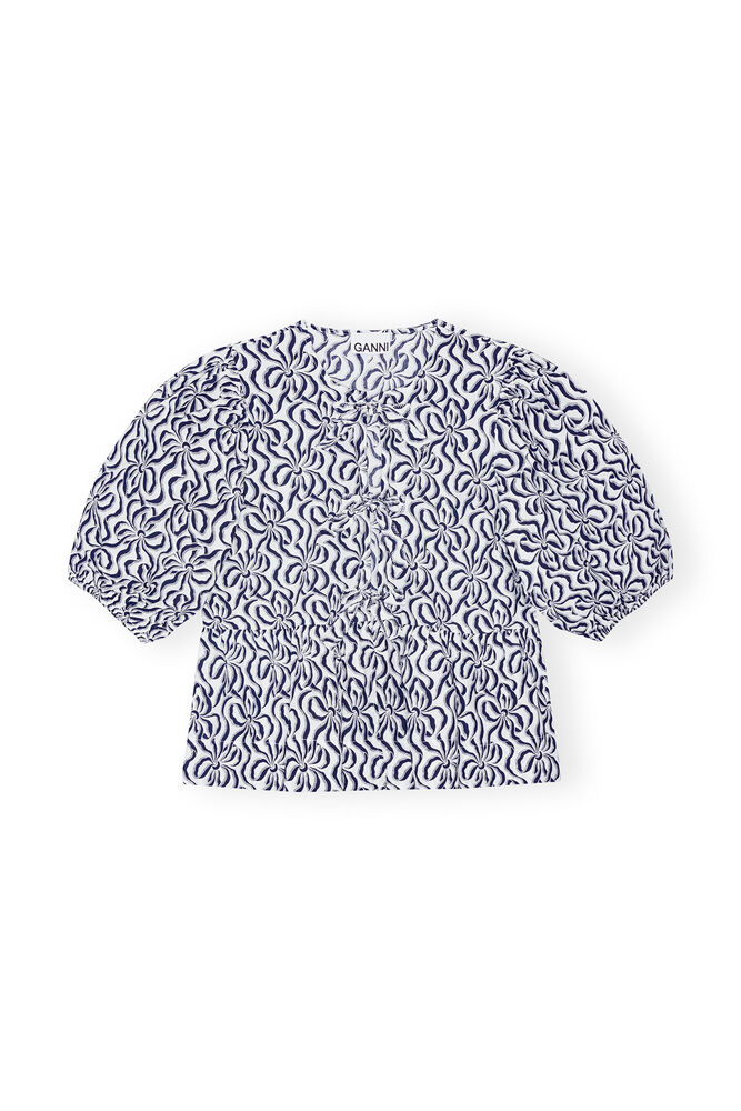 Printed Cotton Peplum Blouse