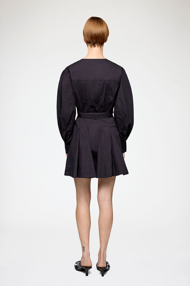 Hemdkleid aus Stretch-Baumwolle, Organic Cotton, in colour Black - 2 - GANNI