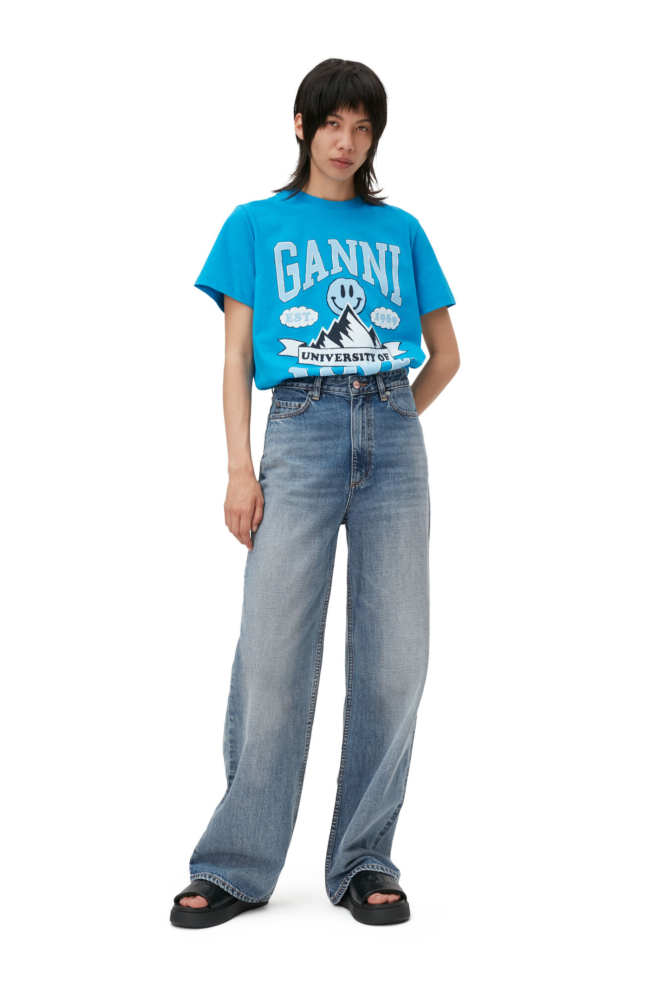 Mountain University Of Love T-shirt, Cotton, in colour Cloisonne - 2 - GANNI