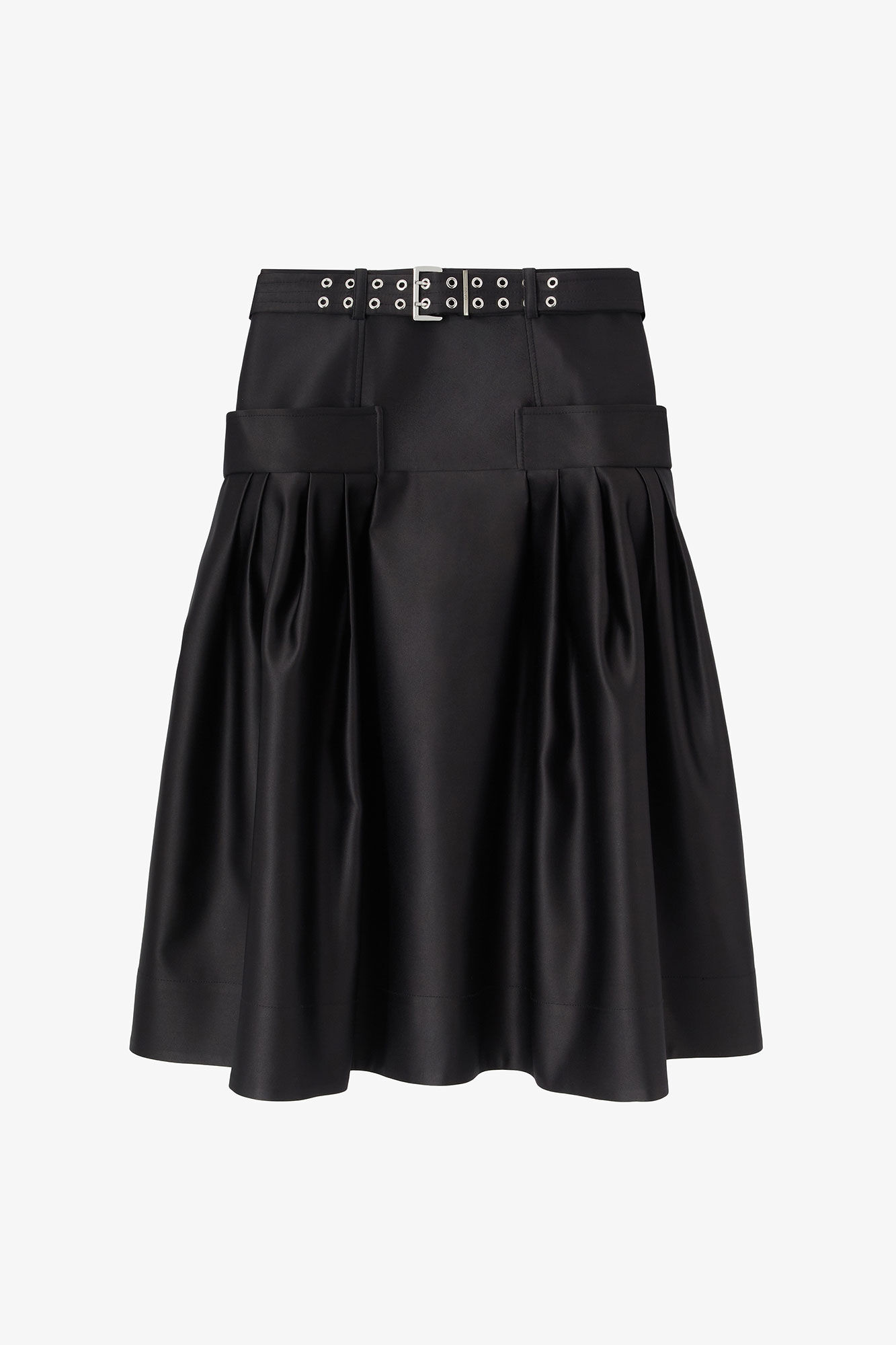 Skirt in Duchesse Satin, Recycled Polyester, in colour Black - 1 - GANNI