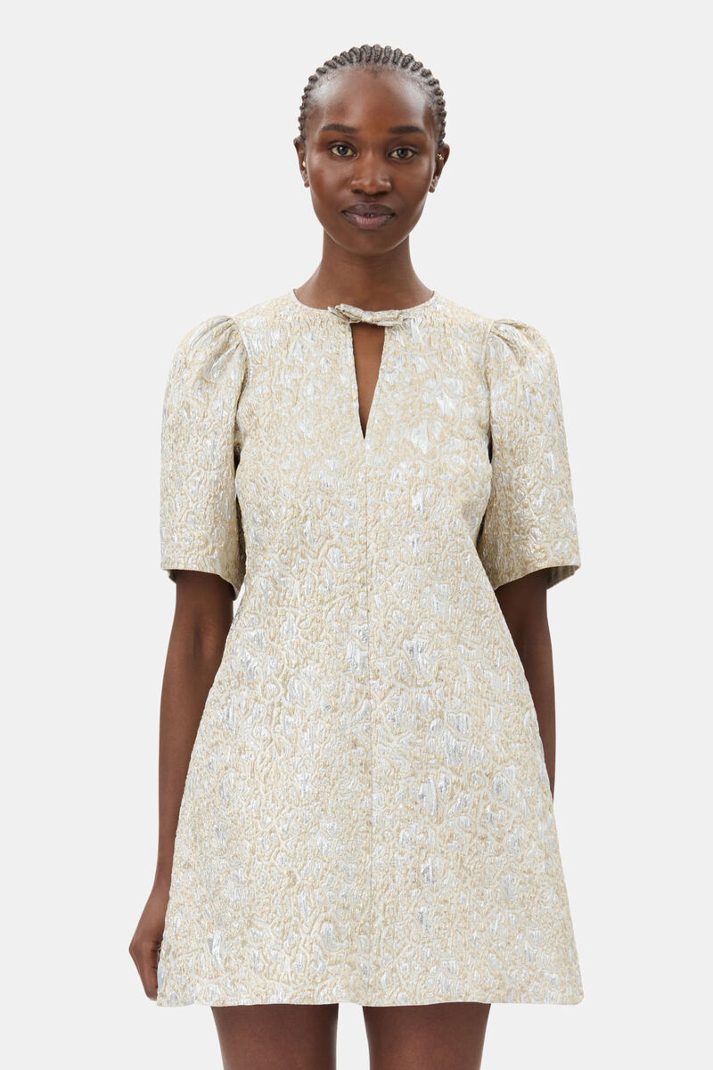 Gold and Silver Metallic A-Line Mini-kjole, Polyamide, in colour Gold/Silver - 2 - GANNI