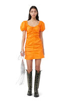Robe courte en popeline de coton, Cotton, in colour Vibrant Orange - 1 - GANNI