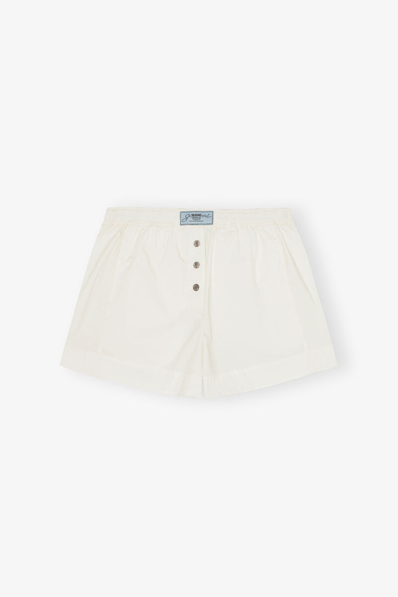 White Cotton Shorts, Elastane, in colour Egret - 1 - GANNI