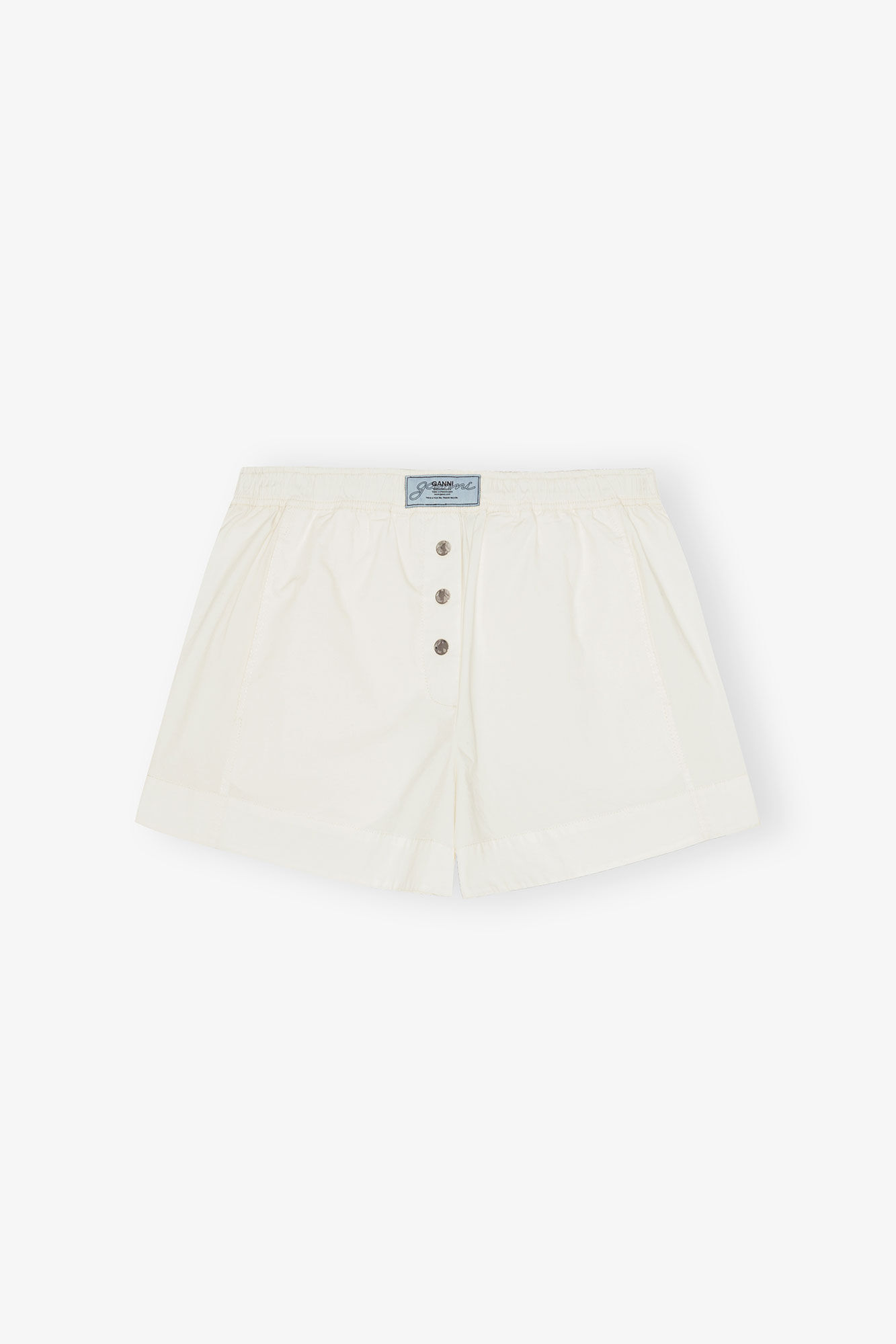 White Cotton Shorts, Elastane, in colour Egret - 1 - GANNI