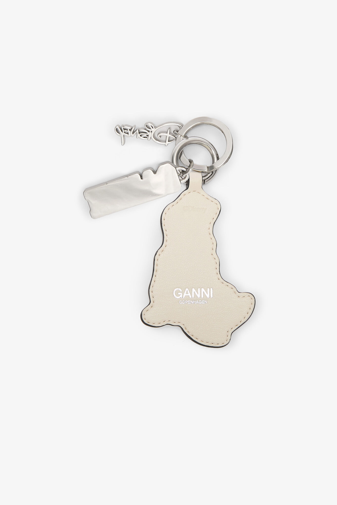 デイジーダックのホワイトキーリング, Recycled Leather, in colour Egret - 2 - GANNI