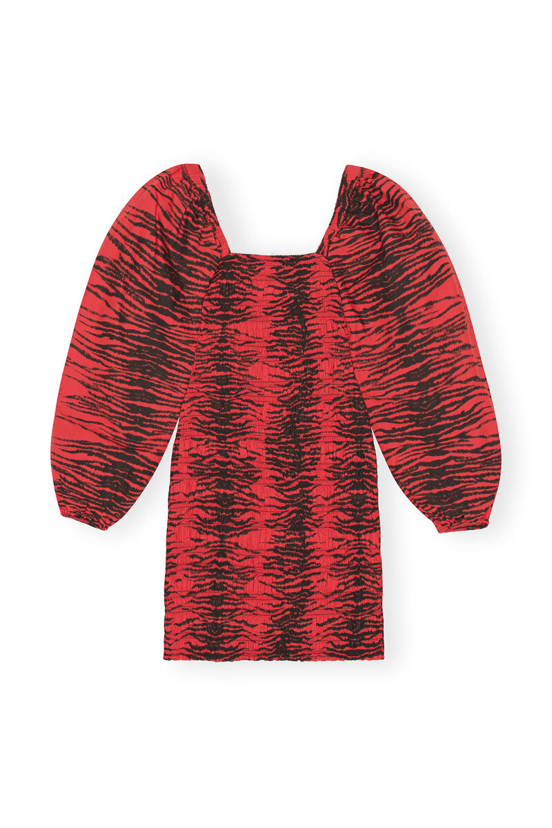 Smock Mini Dress, in colour Fiery Red - 1 - GANNI