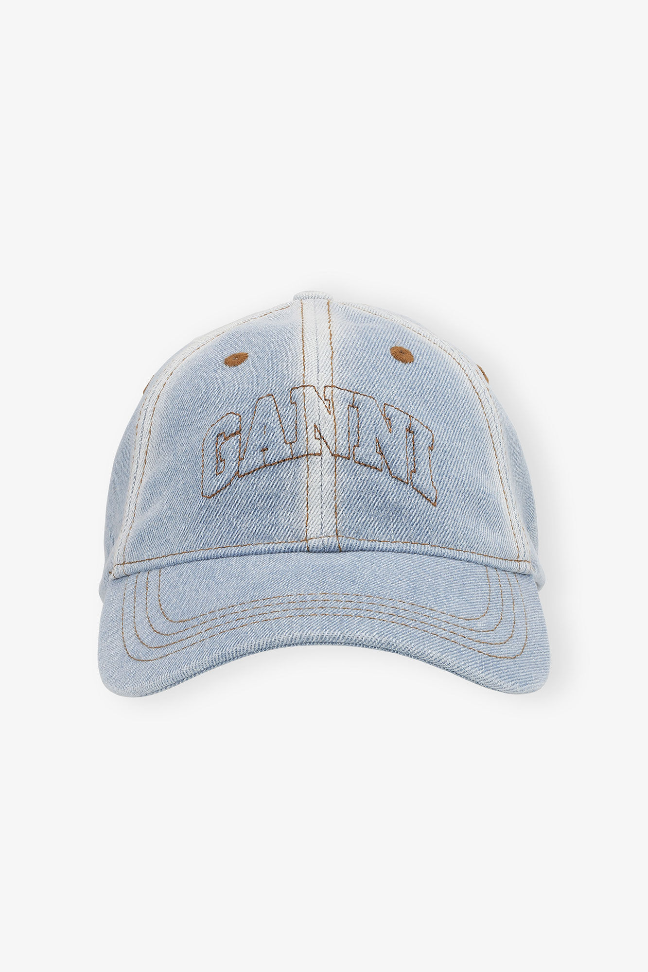 Cap in Light Blue Denim, Recycled Cotton, in colour Light Denim - 1 - GANNI