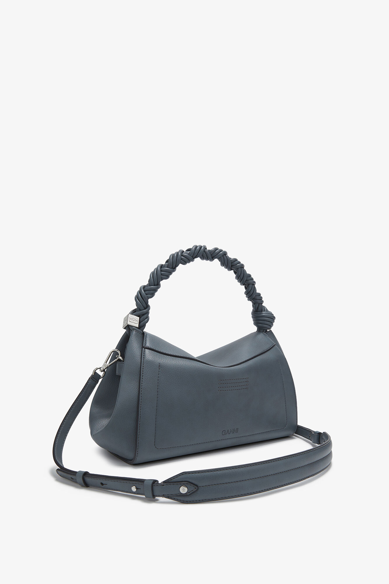 Very Bou Bag Grained in Grey, Polyurethane, in colour Quiet Shade - 2 - GANNI